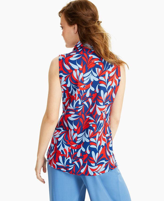 Bar III Printed Sleeveless Button Down Top, Created for Macy's