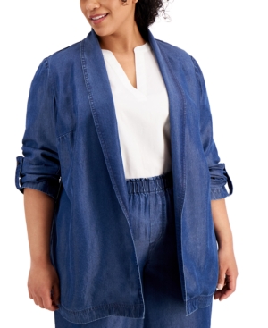 Bar Iii Plus Size Roll Tab Jacket Created For Macys