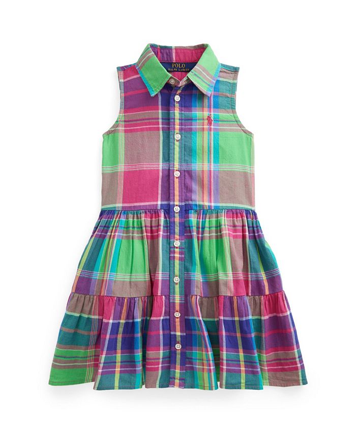 Polo Ralph Lauren Little Girls Madras Shirtdress - Macy's