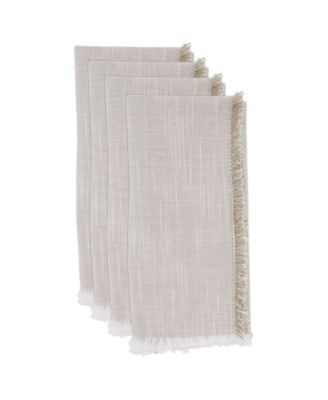 Fringe Napkins with Two-Tone Design, Set of 4, 20" x 20"