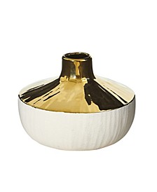 8" Elegance Ceramic Decorative Vase with Gold-Tone Accents