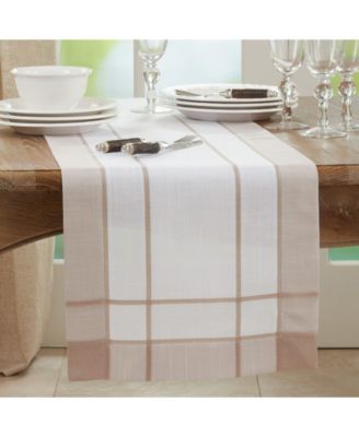 Long Table Runner with Banded Border Design, 90" x 16"