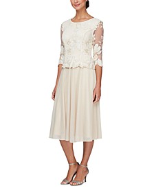 Embroidered Lace A-Line Dress