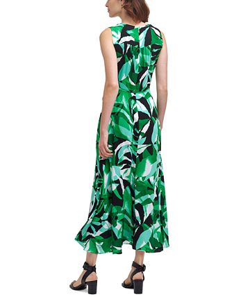 Calvin Klein Floral-Print V-Neck Wrap Maxi Dress - Macy's