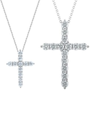 Macy's Diamond Cross Pendant Necklace 2 Ct. T.W. Or 3 Ct. T.W. In 14k White Gold