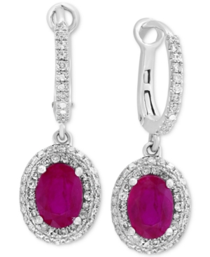 Effy Collection Effy Ruby (1-7/8 Ct. T.w.) & Diamond (1/2 Ct. T.w.) Drop Earrings In 14k White Gold