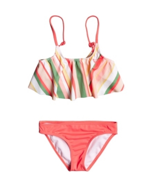 Toddler Girls Stripy Sky 2 Piece Flutter Bikini Set