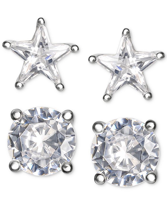 Giani Bernini - 2-Pc. Set Cubic Zirconia Round and Star Stud Earrings in Sterling Silver