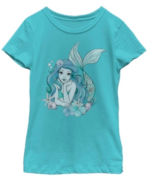 Big Girls Disney Princesses Simple Tonal Ariel Short Sleeve T-shirt