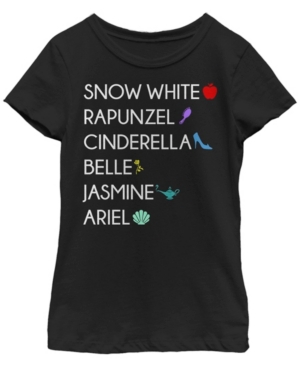 Big Girls Disney Princesses Princess List Short Sleeve T-shirt
