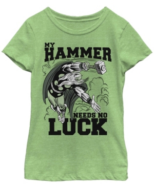 Fifth Sun Kids' Big Girls Marvel Hammer Luck Short Sleeve T-shirt In Green Apple