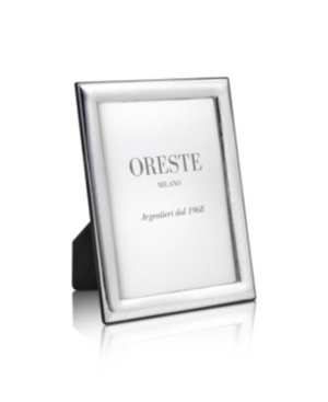 ORESTE MILANO 4X6 LIGHT HAMMERED NARROW BOARD SILVER PLATED PICTURE FRAME ON A BLACK LACQUERED WOODEN BACK
