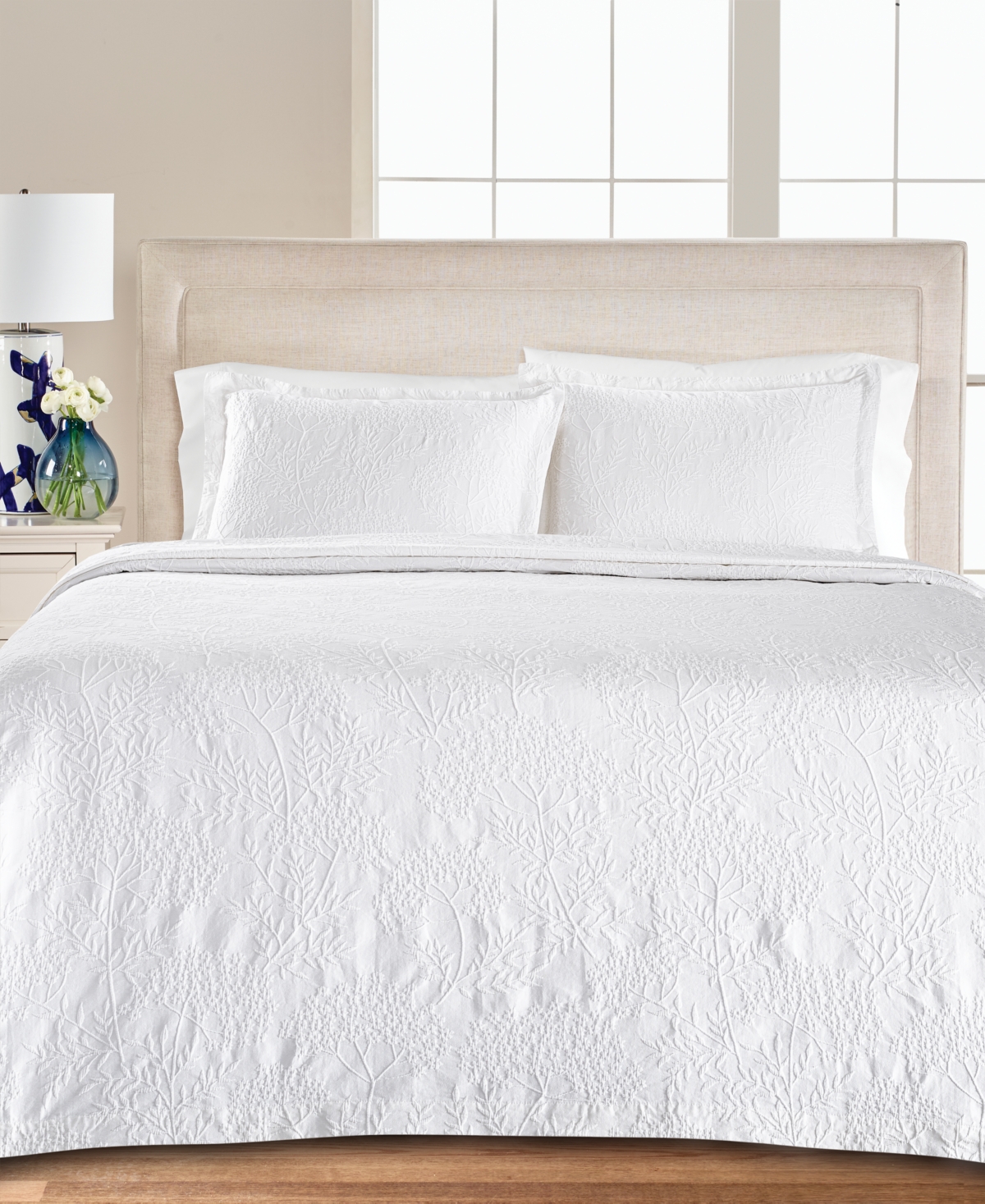Martha Stewart Collection Floral Matelasse 100 Cotton Bedspread, Full, Created For Macy's In