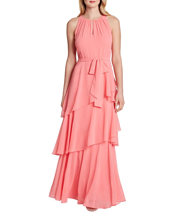 Tahari ASL Tiered Ruffle Chiffon Gown Macy s