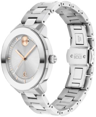 Movado Women's Swiss Bold Verso Stainless Steel Bracelet Watch 38mm ...