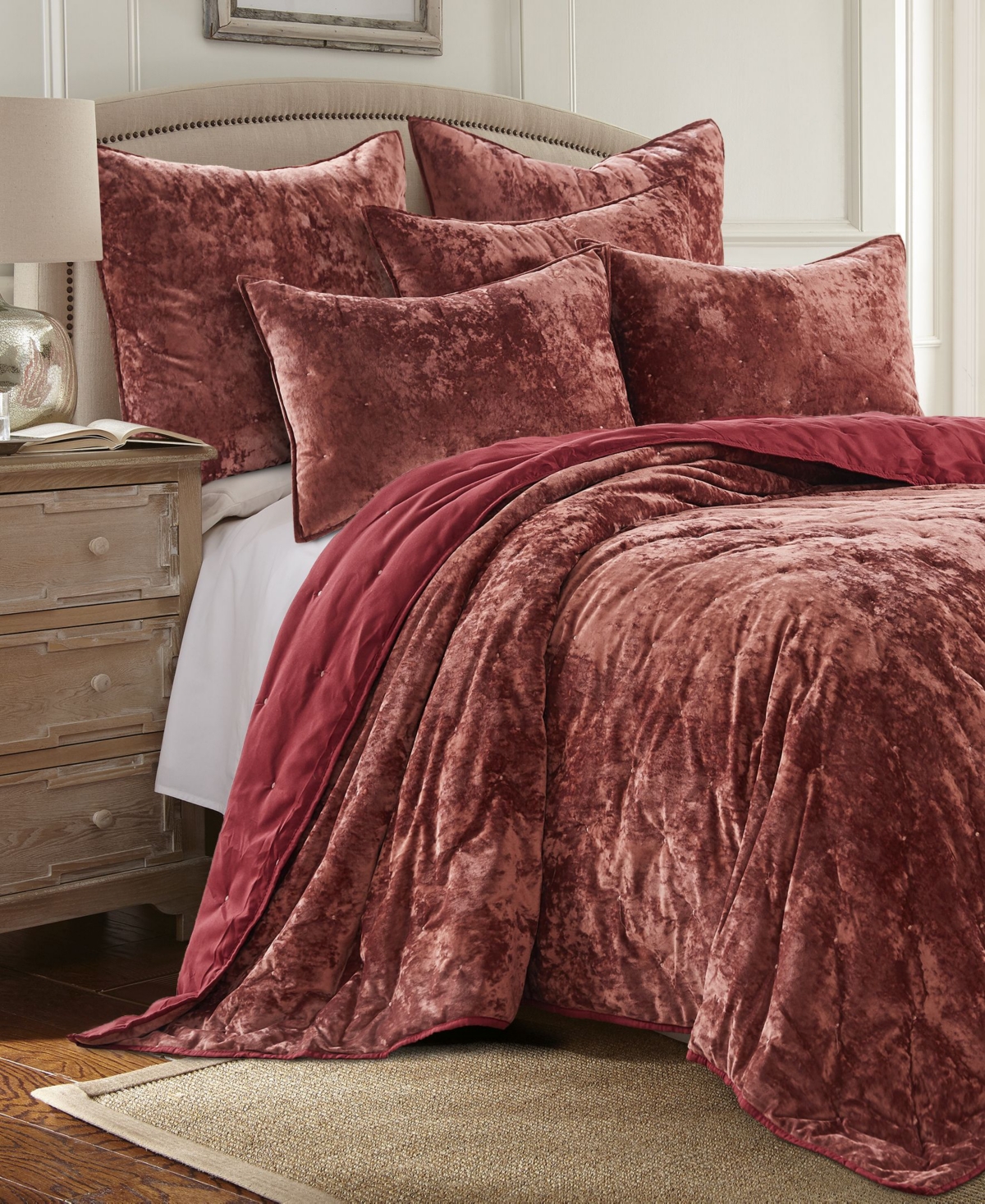 Levtex Abruzzi Velvet Reversible Sham, Standard In Spice