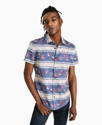 CRWTH - Men's War & Peace Classic-Fit Floral Geo-Stripe Shirt