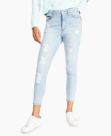 Distressed Skinny Ankle Jeans