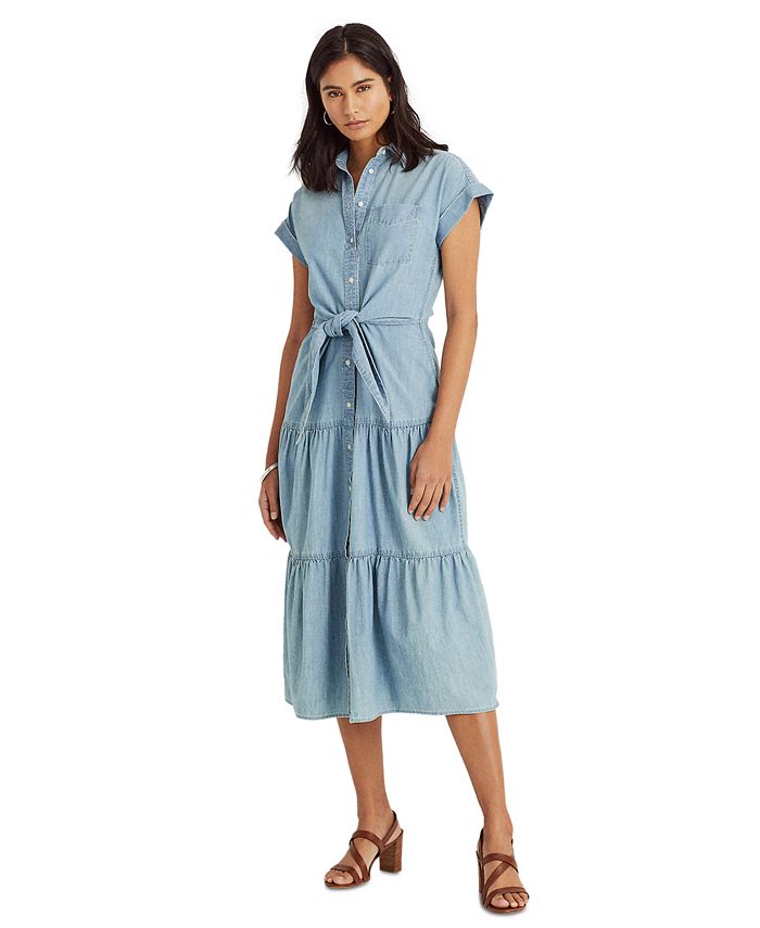 Lauren Ralph Lauren Belted Chambray Shirtdress - Macy's
