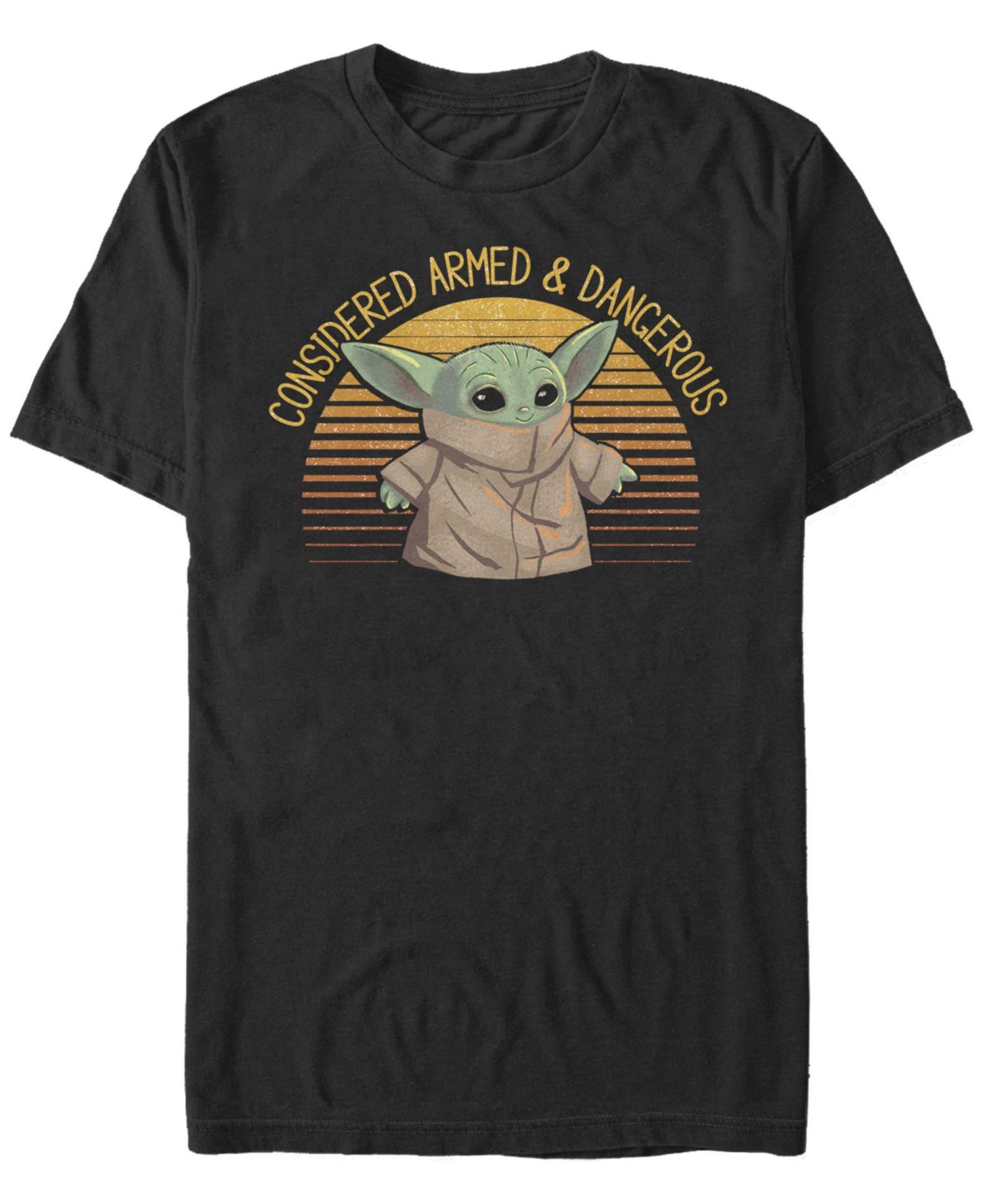 Men's Sunset Cute Yoda Short Sleeve Crew T-shirt