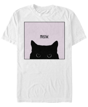 Fifth Sun Men's Peeking Cat Short Sleeve Crew T-shirt In White
