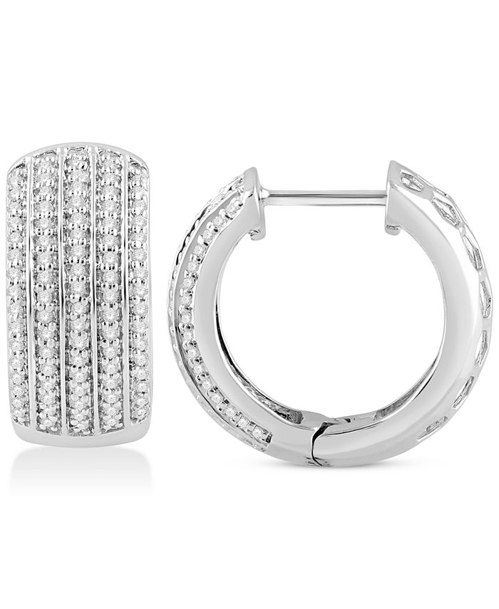 Macy's Diamond MultiRow Huggie Hoop Earrings (1/2 ct. t.w.) in