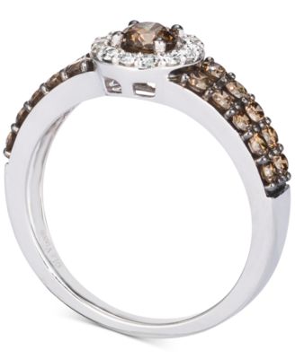 Chocolate Diamond (1 ct. t.w.) & Nude Diamond (1/8 ct. t.w.) Halo Ring in 14k White, Yellow or Rose Gold