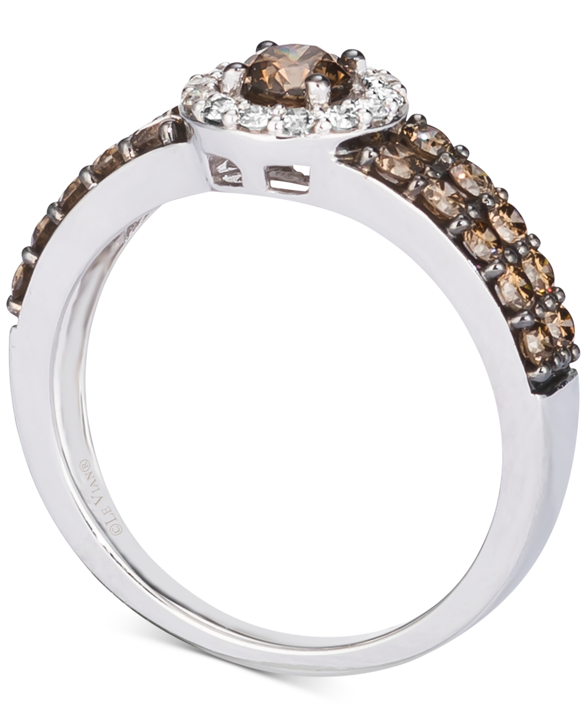 Le Vian Chocolate Diamond (1 ct. t.w.) & Nude Diamond (1/8 ct. t.w.) Halo Ring in 14k White, Yellow or Rose Gold