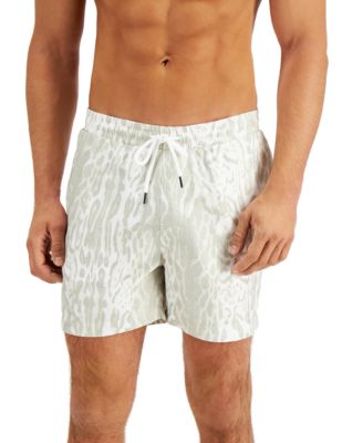 INC International Concepts - Men's Regular-Fit Quick-Dry Leopard-Print 5" Swim Trunks