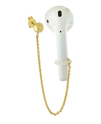 Macy's - Cubic Zirconia Studs and Chain Drop Air Pods Holder in Gold Over Fine Silver Plated