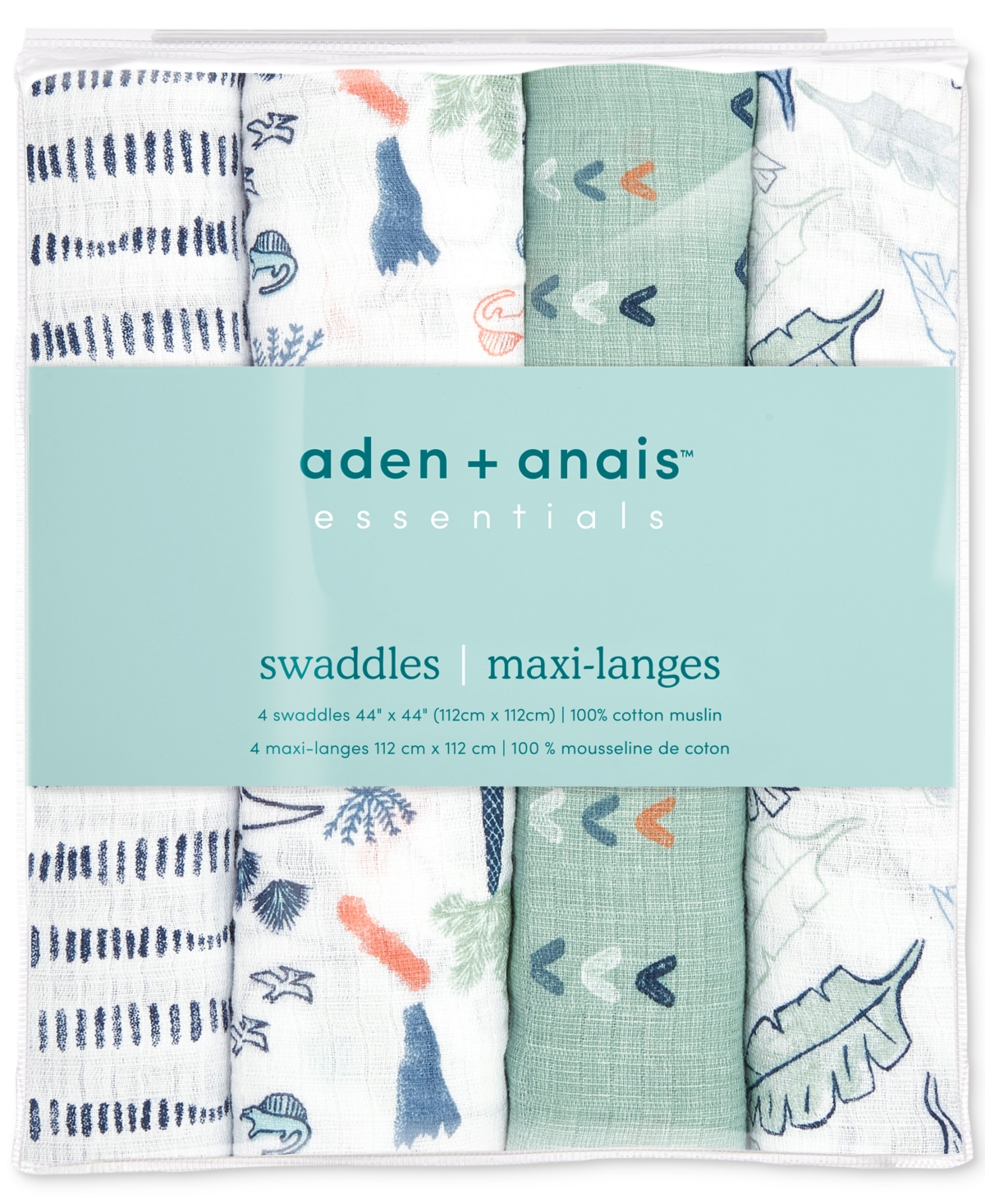 aden by aden + anais Baby Boys Printed Muslin Swaddles, Pack of 4