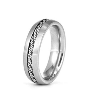 Eve's Jewelry Men's Band With Rope Inlay In Stainless Steel