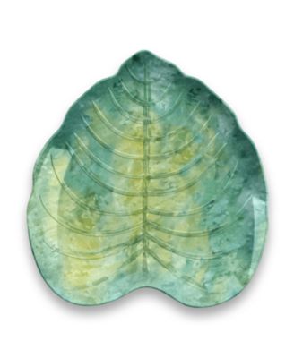 Abode Homewares - Tropical Leaf Green  , Appetizer Plate 7",Merge    powder+Melamine ,Set of 6