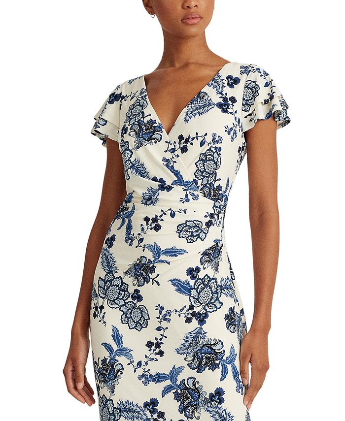 Lauren Ralph Lauren Floral Jersey Surplice Dress & Reviews - Dresses -  Women - Macy's
