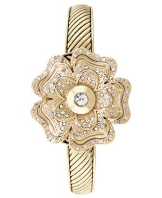 Charter Club - Women's Flip Crystal Flower Bracelet Watch 35mm