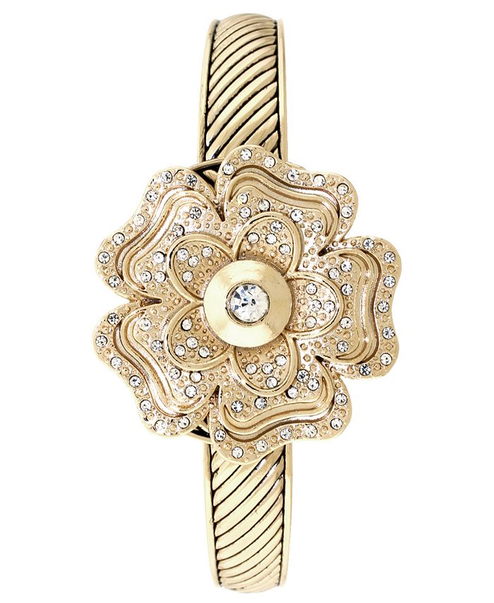 Charter Club - Women's Flip Crystal Flower Bracelet Watch 35mm
