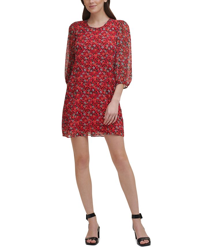 Calvin Klein Petite Floral-Print A-Line Dress - Macy's