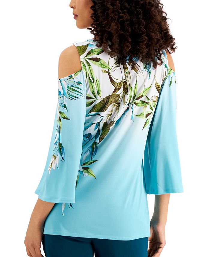 JM Collection Printed Cold-Shoulder Top, Created for Macy's - Macy's