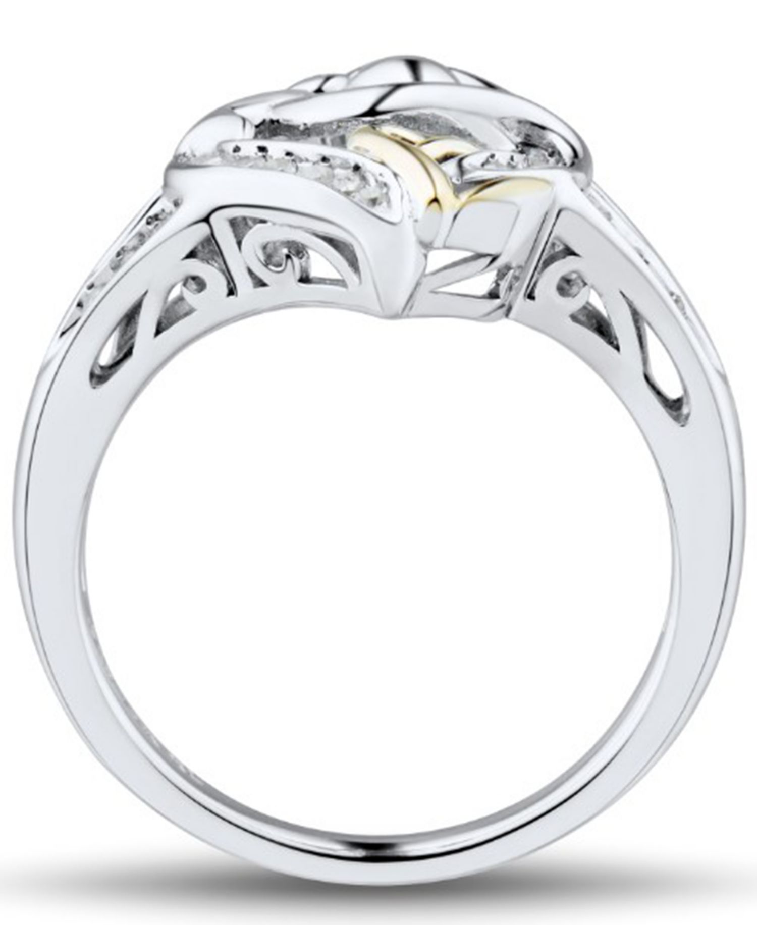Diamond Mother & Child Ring (1/7 ct. t.w.) in Sterling Silver & 14k Gold