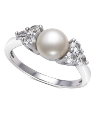 4-Pc. Set Cultured Freshwater Pearl (7-8mm) Necklace, Bracelet, Stud Earrings & Ring in Sterling Silver