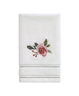 Avanti Spring Garden Peony Embroidered Fingertip Towel, 11" X 18" In Ivory