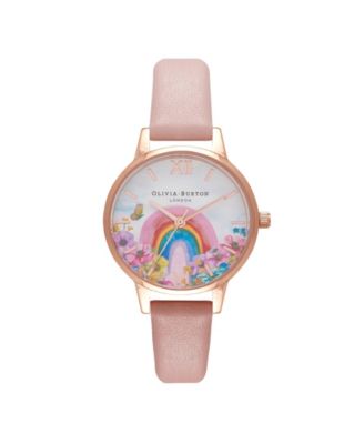 Olivia Burton Watch With 30mm Pink Face With Pink Leather Band New In Box Olivia Burton Pink & Rose Gold Floral Watch 30mm  main image 3