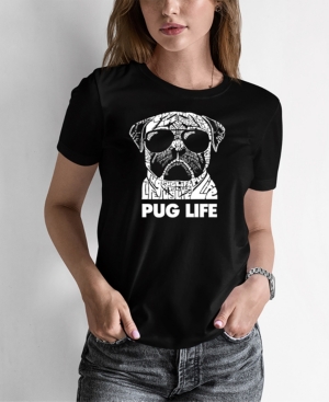 La Pop Art Women's Word Art Pug Life T-shirt In Black