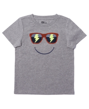 Little Boys Short Sleeve Flip Sequin Graphic T-Shirt