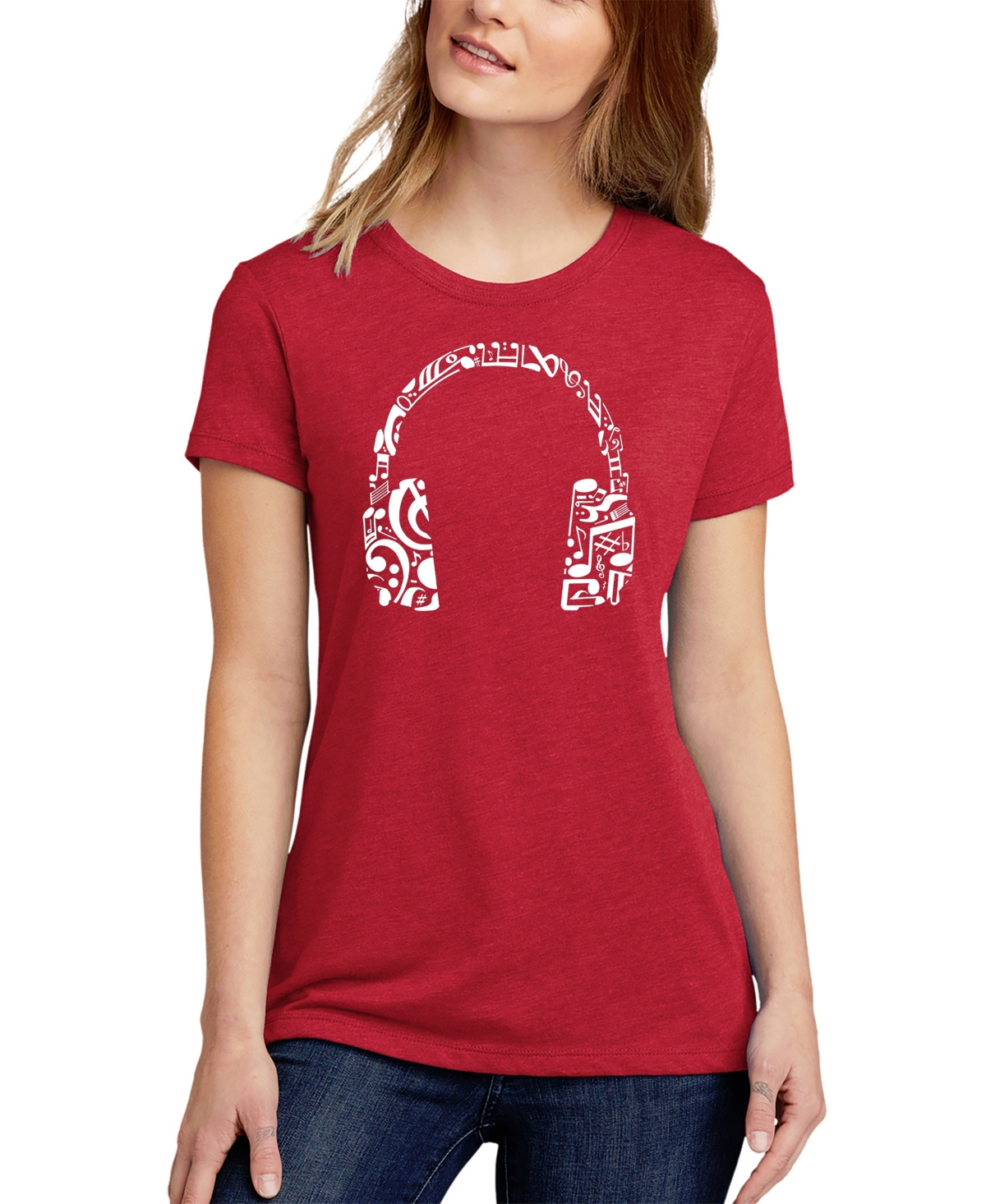 Women's Word Art Music Note Headphones T-Shirt
