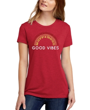 La Pop Art Women's Word Art Good Vibes T-shirt In Red