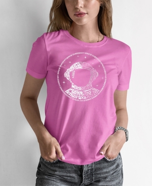 La Pop Art Women's Word Art I Need My Space Astronaut T-shirt In Pink