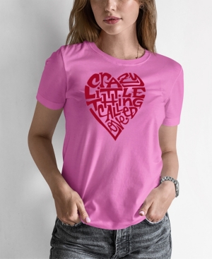 La Pop Art Women's Word Art Crazy Little Thing Called Love T-shirt In Pink