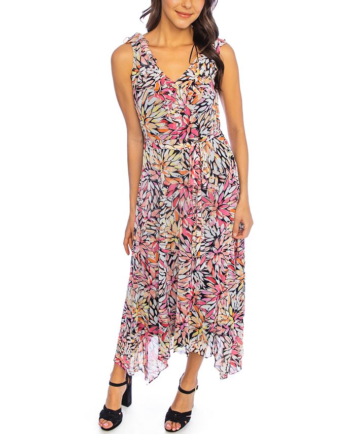 R & M Richards Ruffled Floral-Print Maxi Dress - Macy's