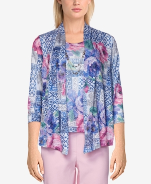 ALFRED DUNNER PETITE CLASSICS FLORAL PATCHWORK TOP